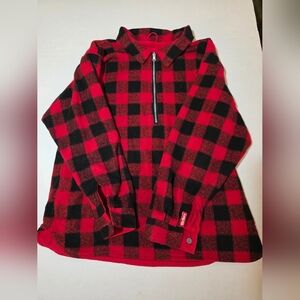 Vintage 90s Marlboro Unlimited Reversible Buffalo Plaid Fleece Pullover Large